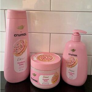 New! Bundle of 3 Dove x Crumbl Confetti Cake Body Care Set scrub wash soap